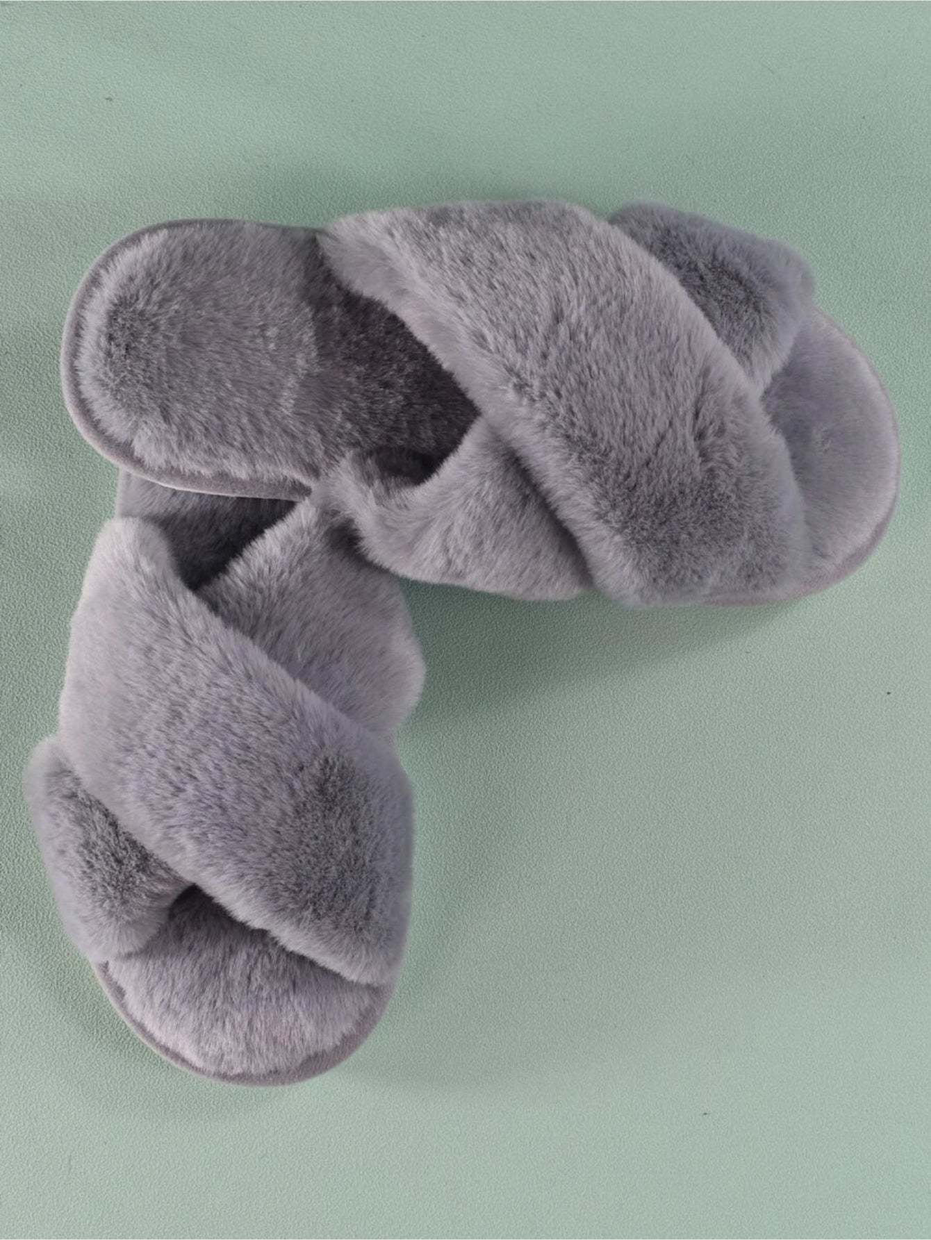 Cross Strap Fluffy Bedroom Slippers
