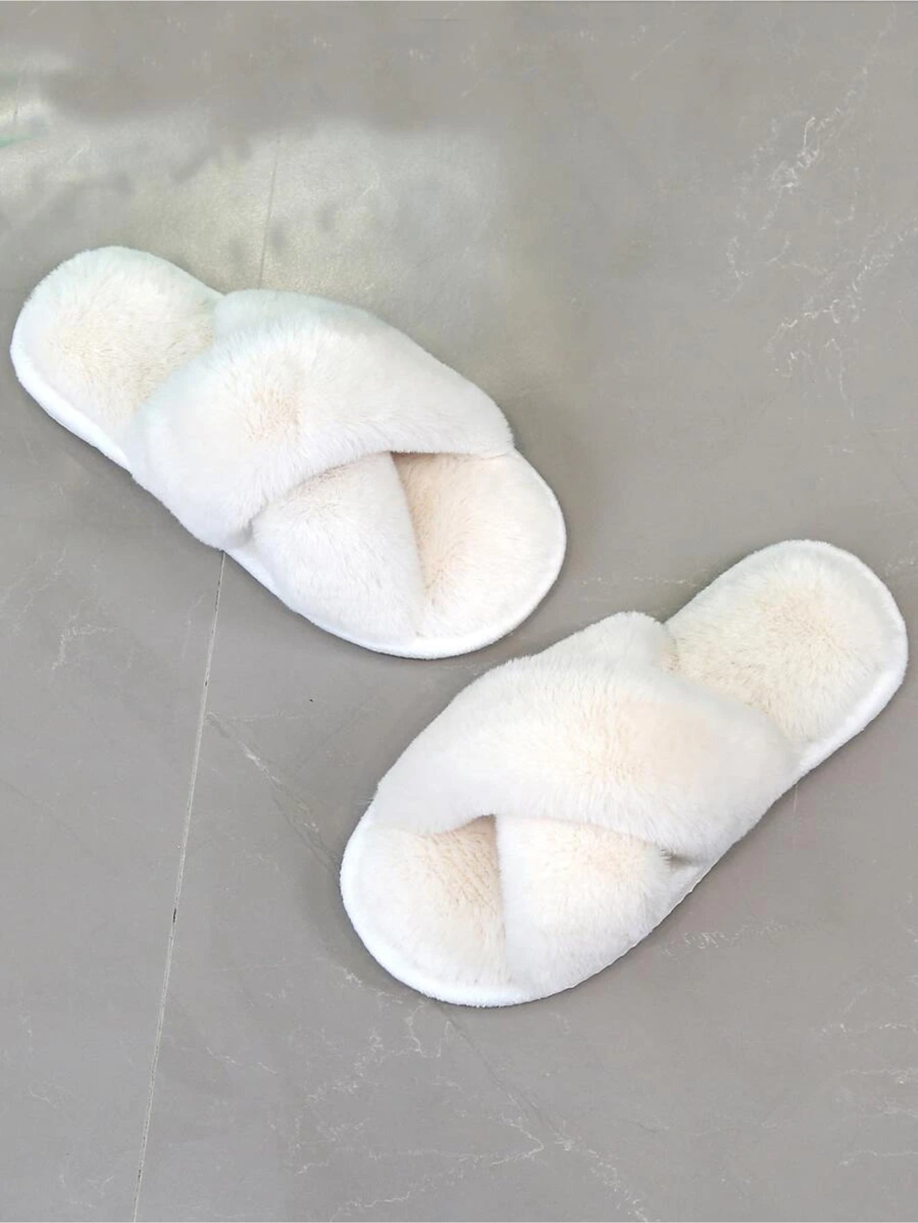 Cross Strap Fluffy Bedroom Slippers