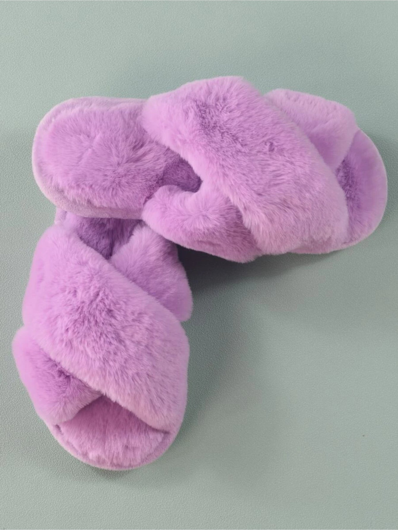 Cross Strap Fluffy Bedroom Slippers