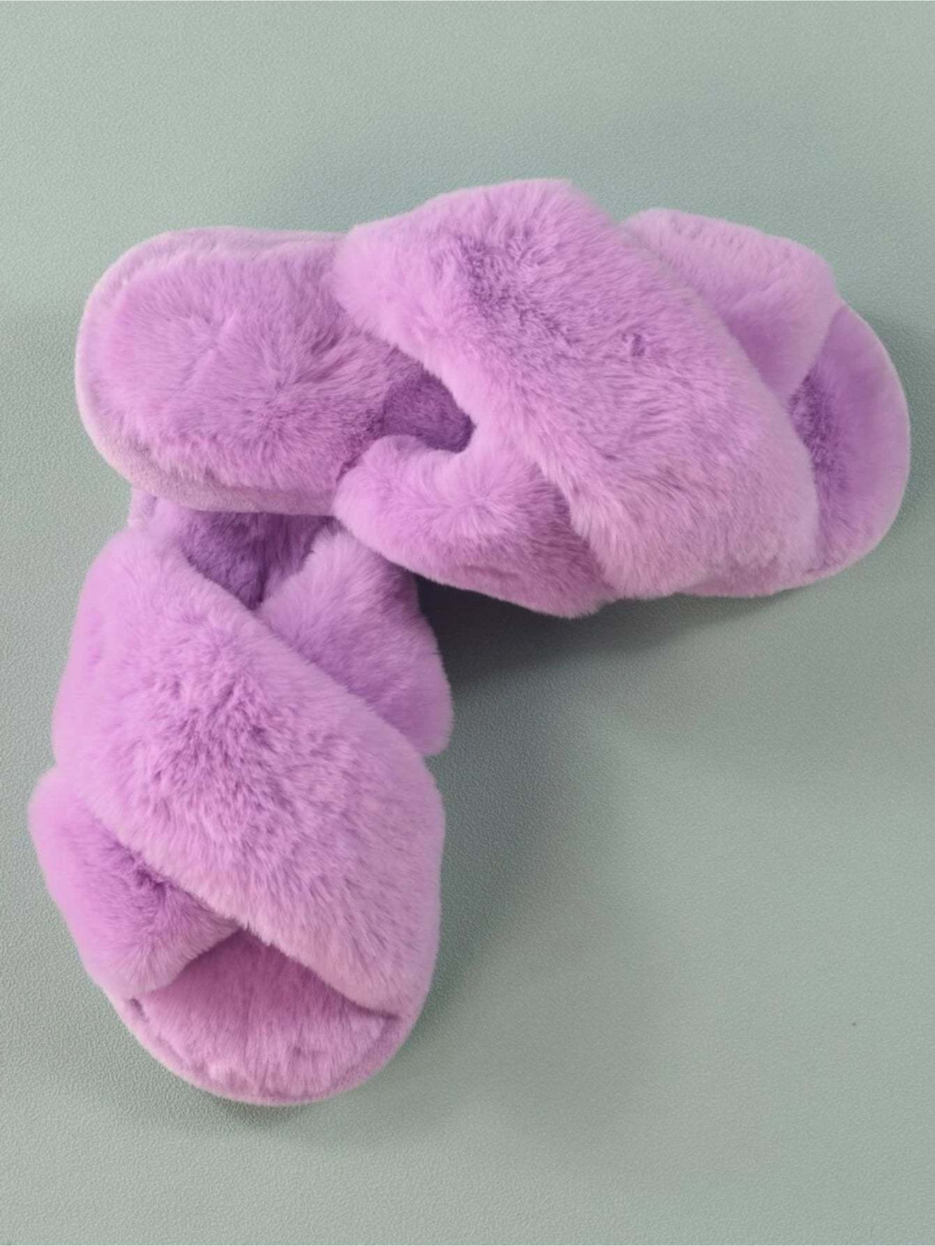 Cross Strap Fluffy Bedroom Slippers