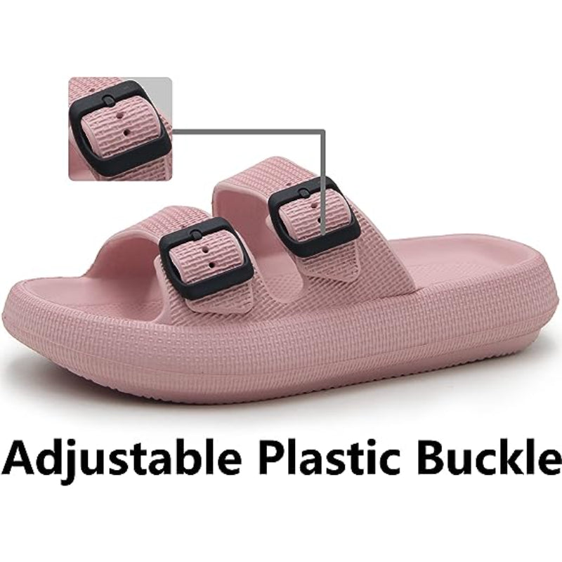 Double Buckle Adjustable Flat Sandals