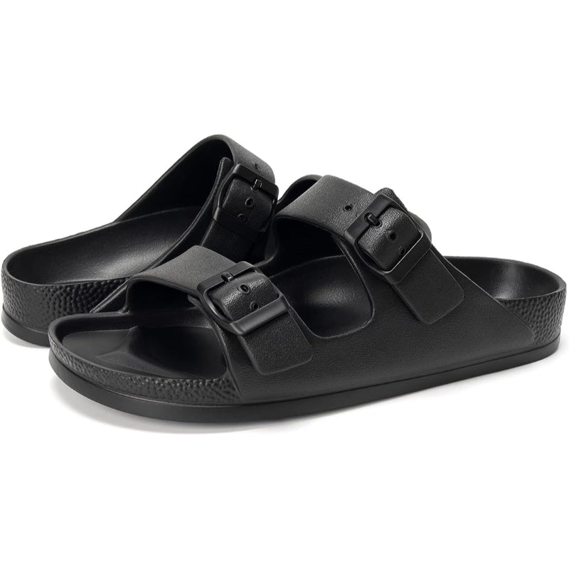 Double Buckle Adjustable Flat Sandals