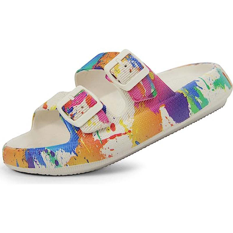 Double Buckle Adjustable Flat Sandals