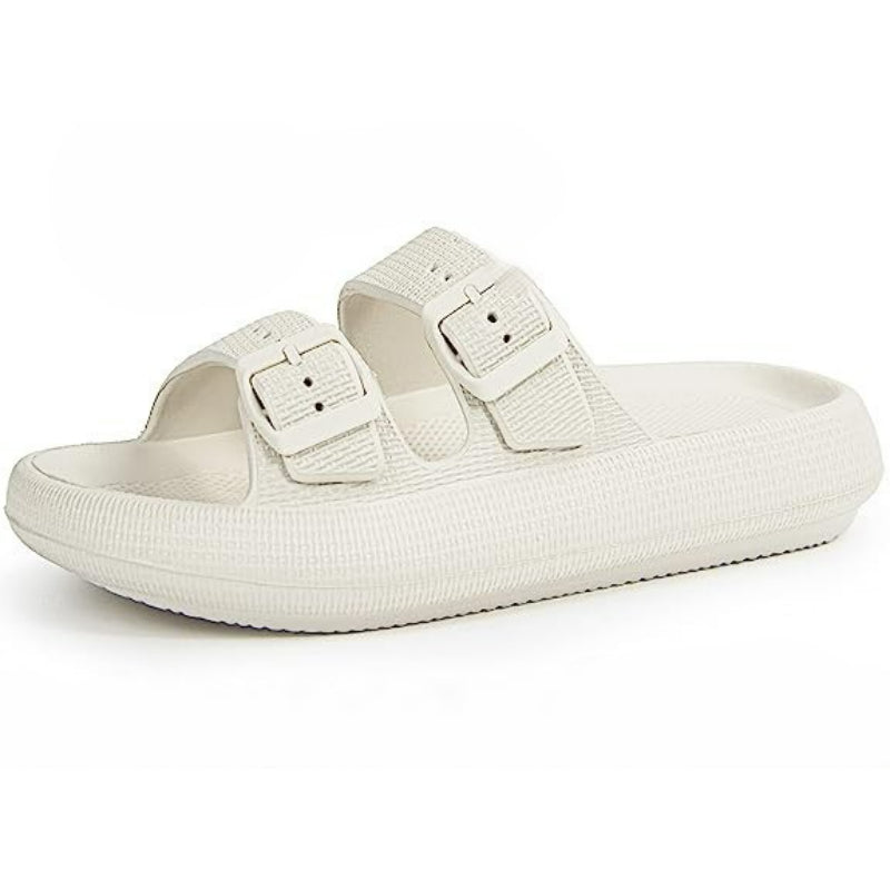 Double Buckle  Plain Patterned Sandals