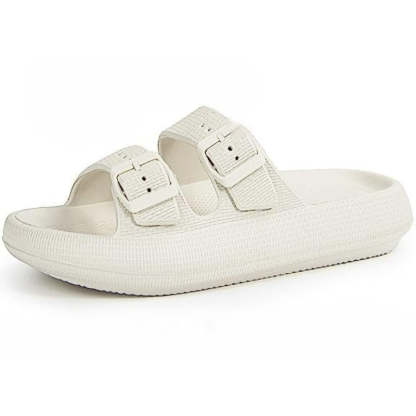 Double Buckle  Plain Patterned Sandals