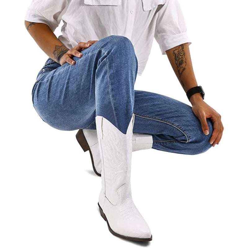 Embroidered Pointed Boots