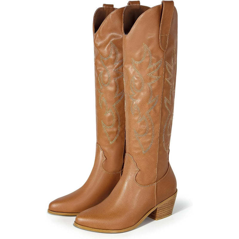 Pull On Embroidery Printed Boots