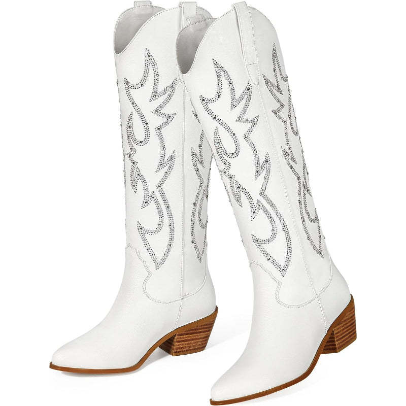 Pull On Embroidery Printed Boots