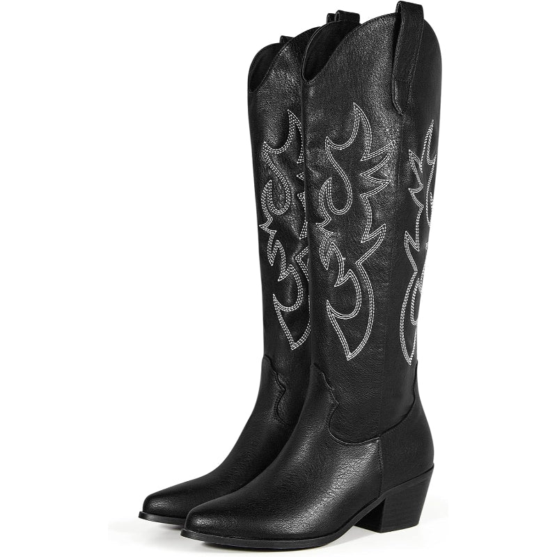 Pull On Embroidery Printed Boots