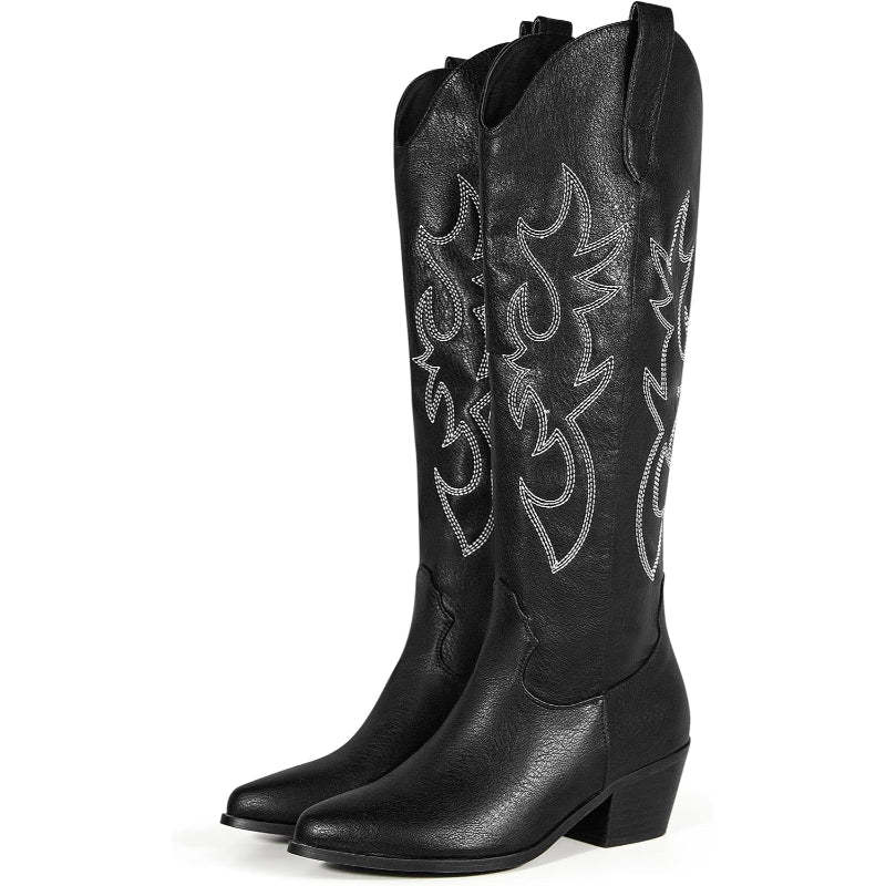 Pull On Embroidery Printed Boots