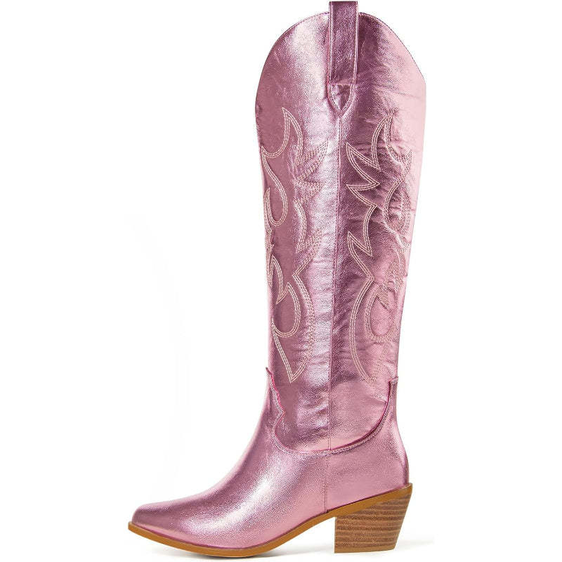 Pull On Embroidery Printed Boots