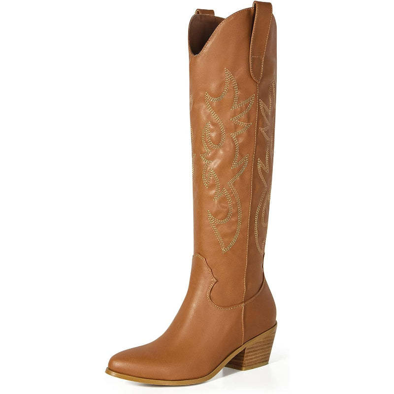 Pull On Embroidery Printed Boots