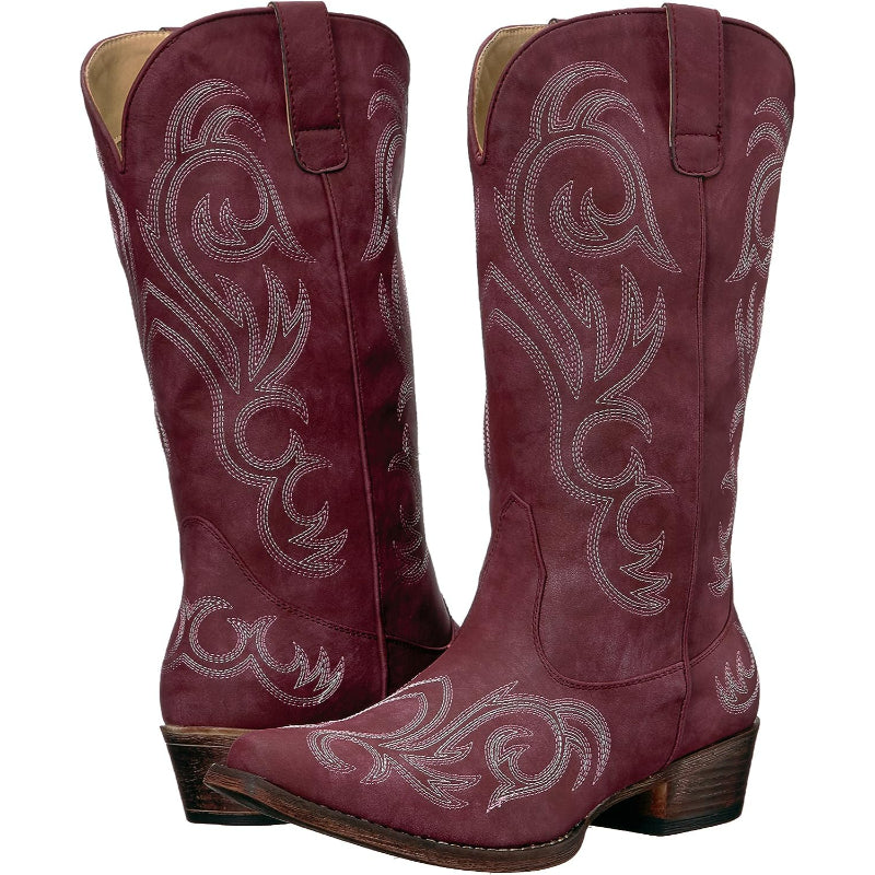 Embroidery Shaft Boots