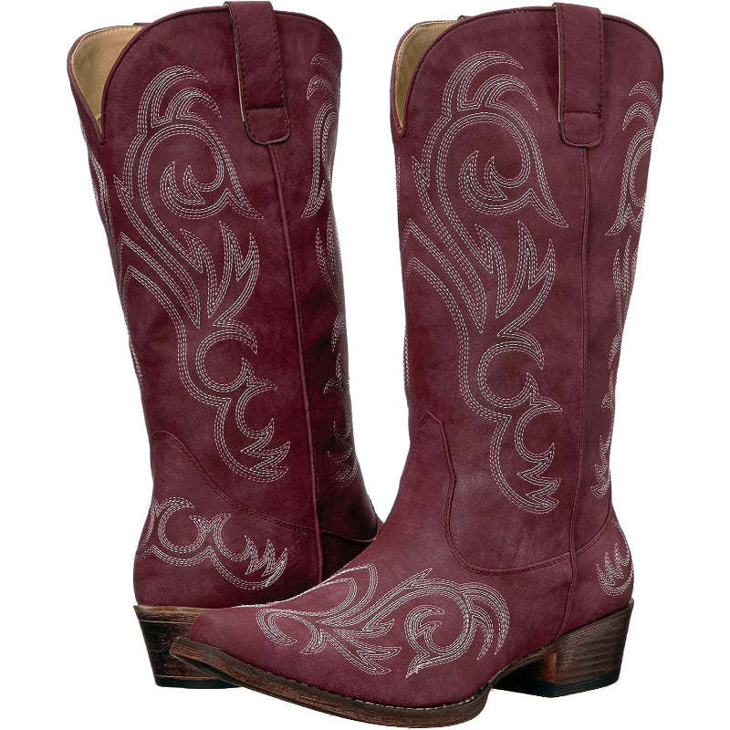 Embroidery Shaft Boots