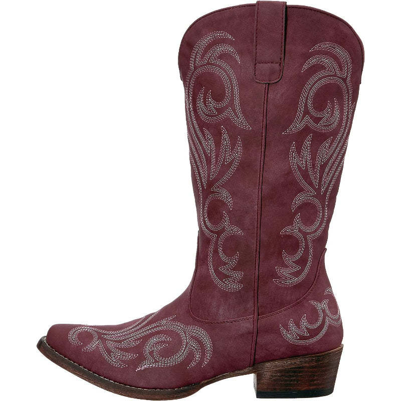 Embroidery Shaft Boots