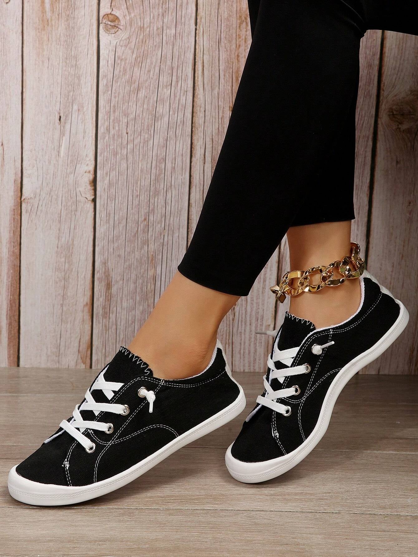 Front Lace Up Casual Canvas Shoes