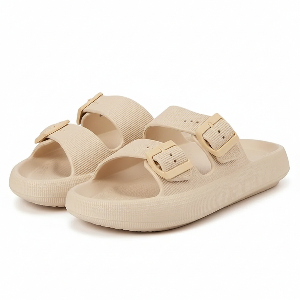 Double Buckle Adjustable Flat Sandals