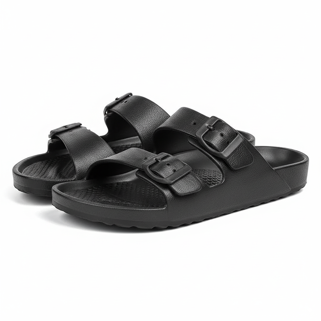 Double Buckle Adjustable Flat Sandals