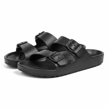 Double Buckle Adjustable Flat Sandals