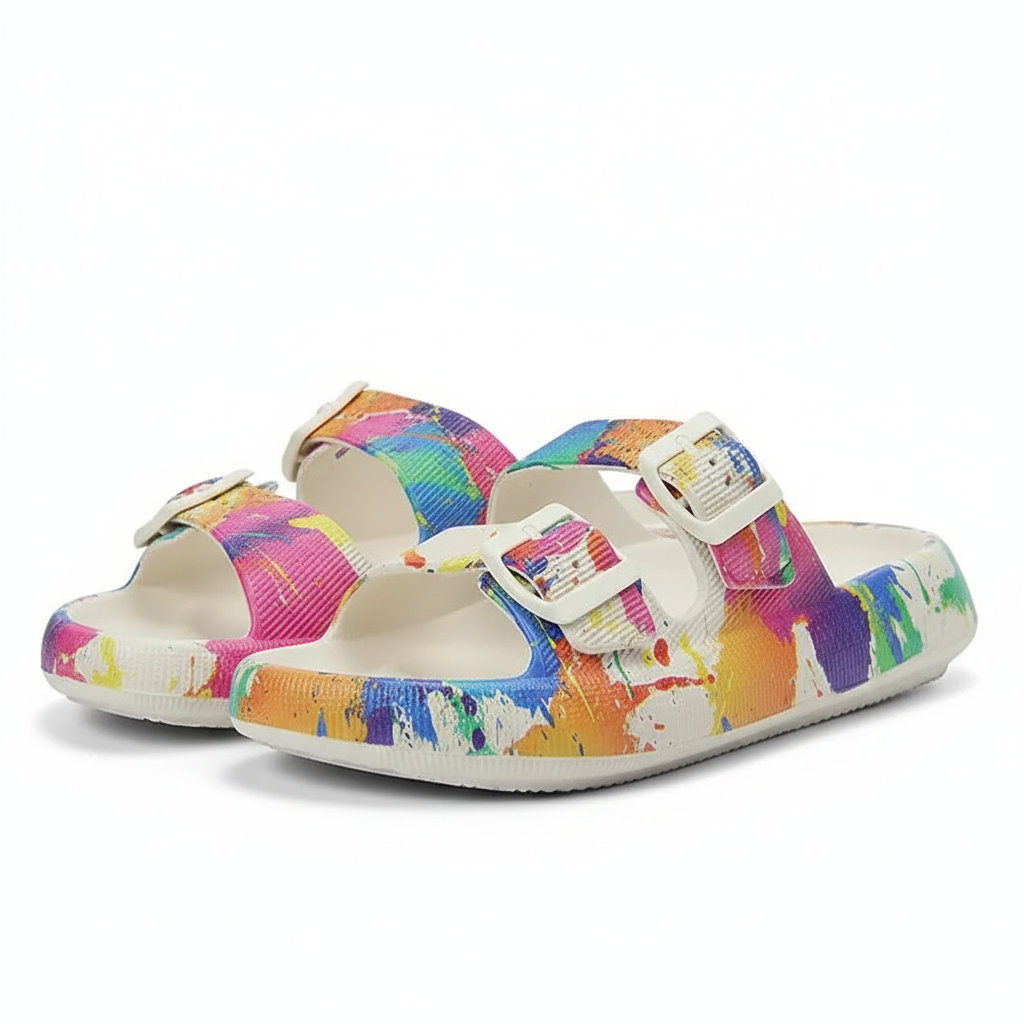 Double Buckle Flat Sandals