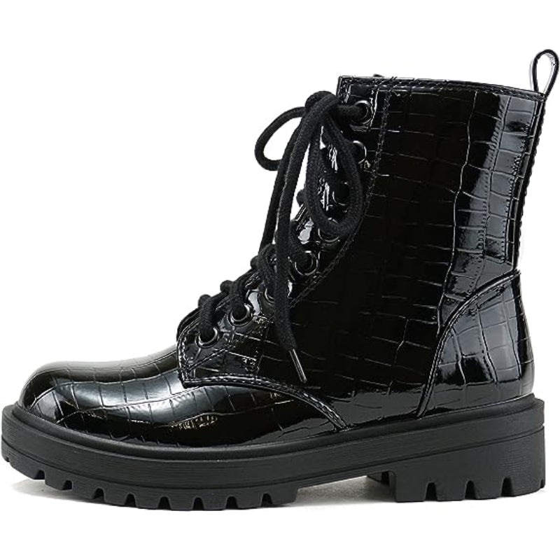 Lace Up And Zipper Boots