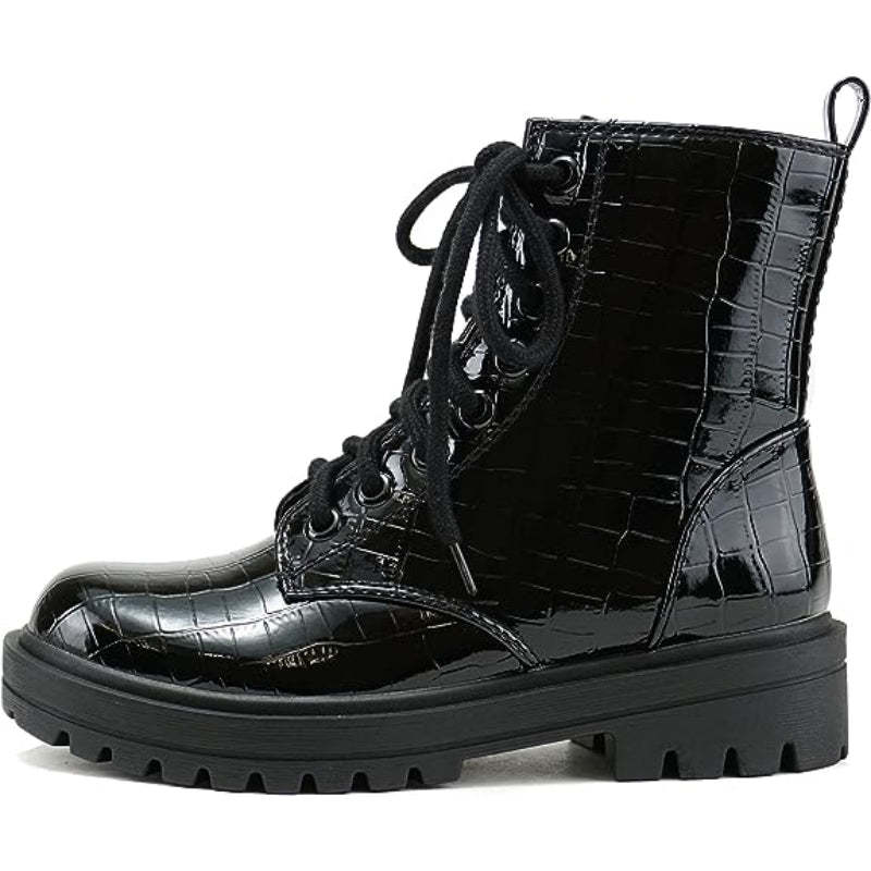 Lace Up And Zipper Boots