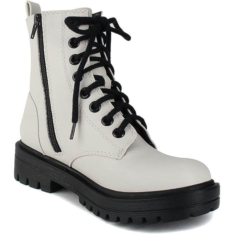 Lug Sole Lace Up And Zipper Boots