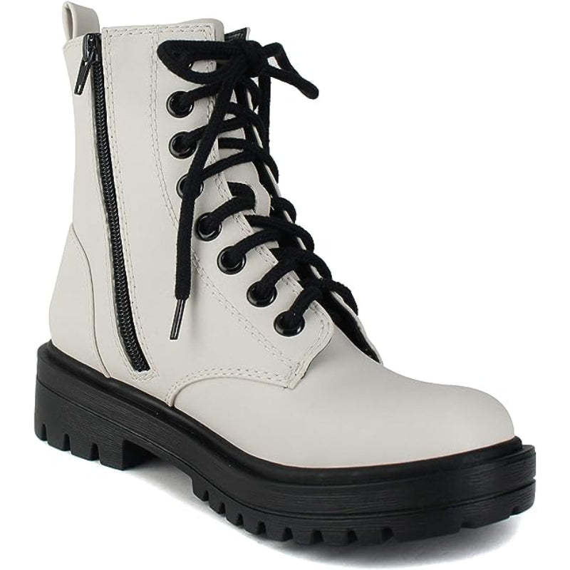 Lug Sole Lace Up And Zipper Boots