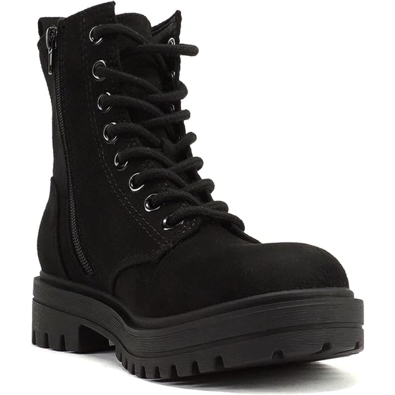 Lug Sole Lace Up And Zipper Boots