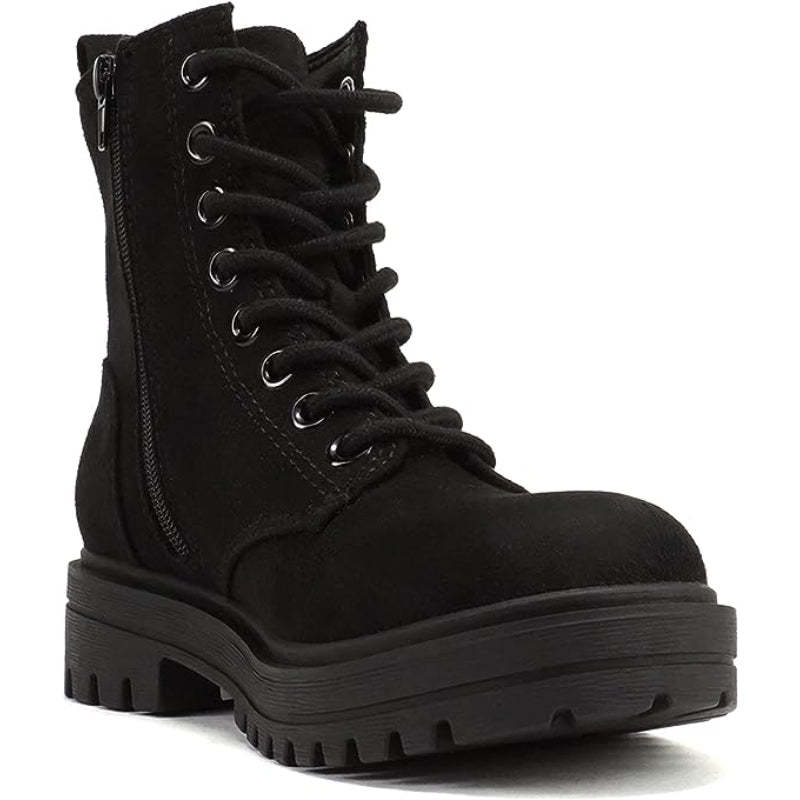 Lug Sole Lace Up And Zipper Boots