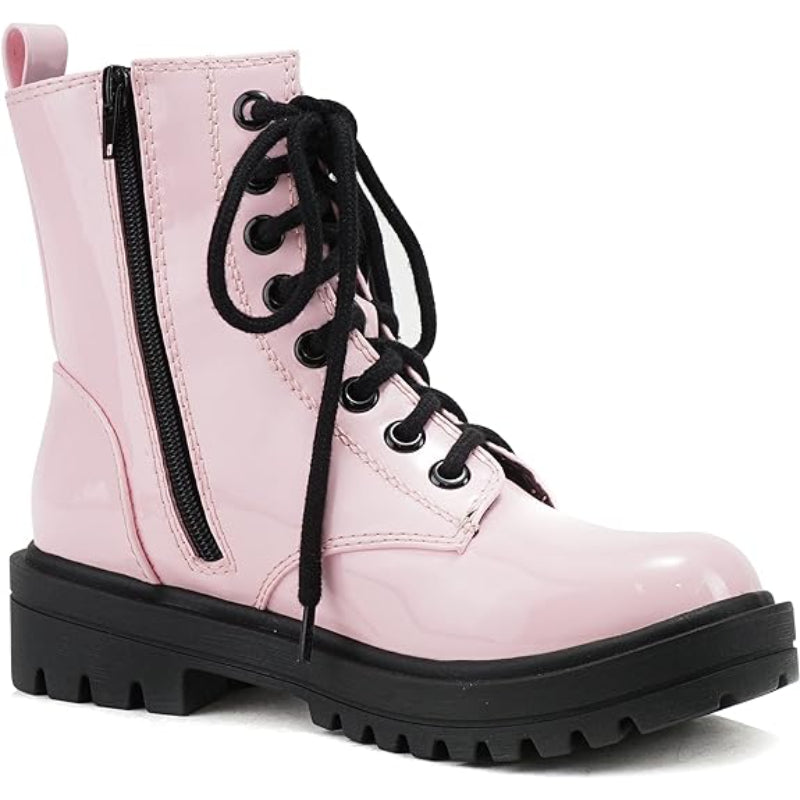 Lug Sole Lace Up And Zipper Boots