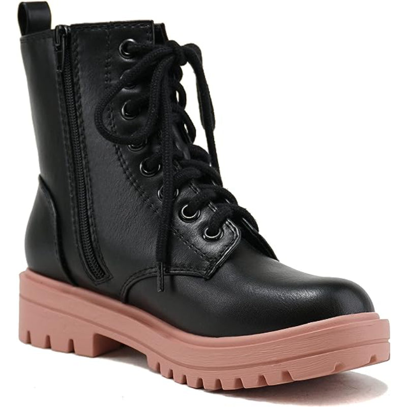 Lug Sole Lace Up And Zipper Boots