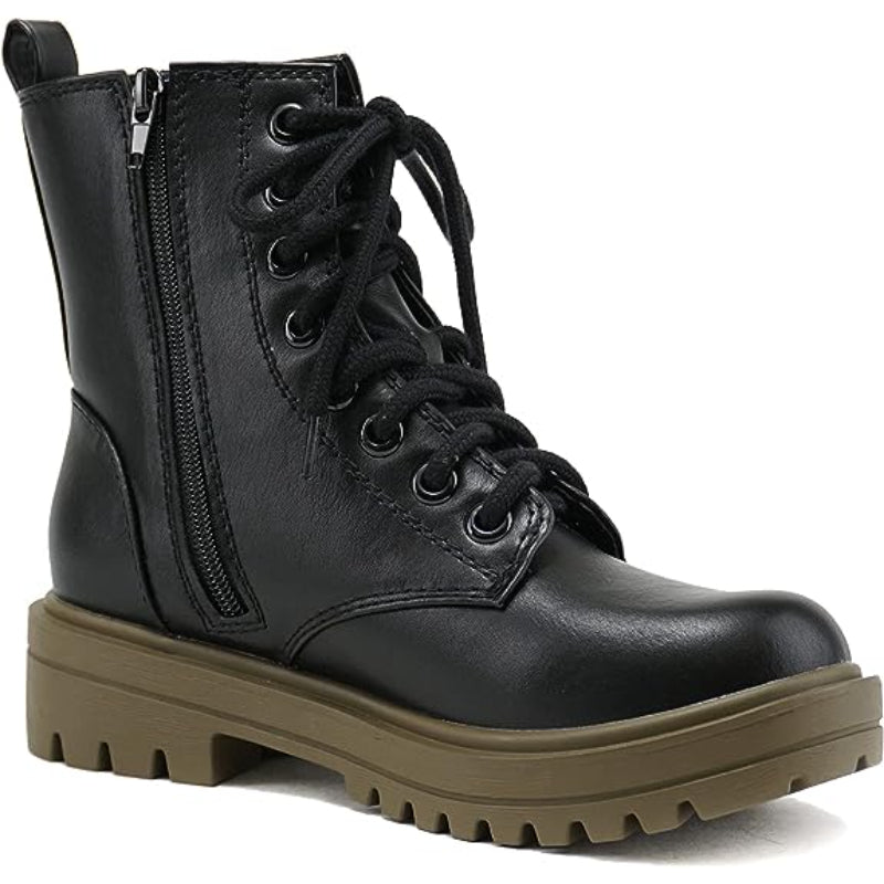Lug Sole Lace Up And Zipper Boots
