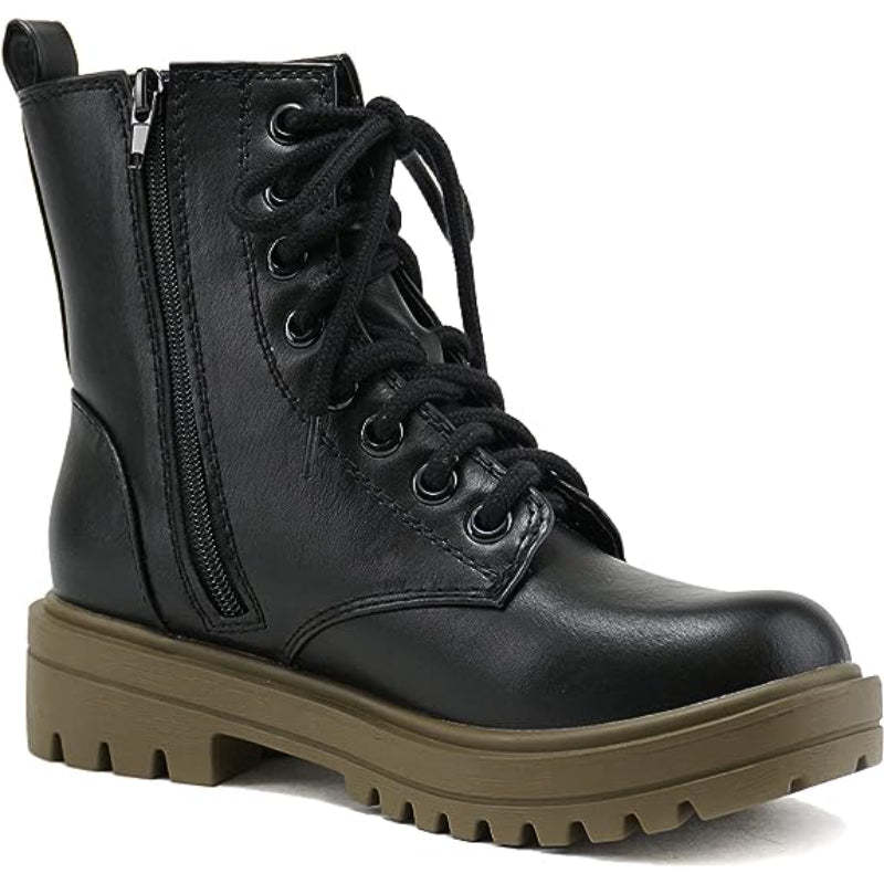 Lug Sole Lace Up And Zipper Boots