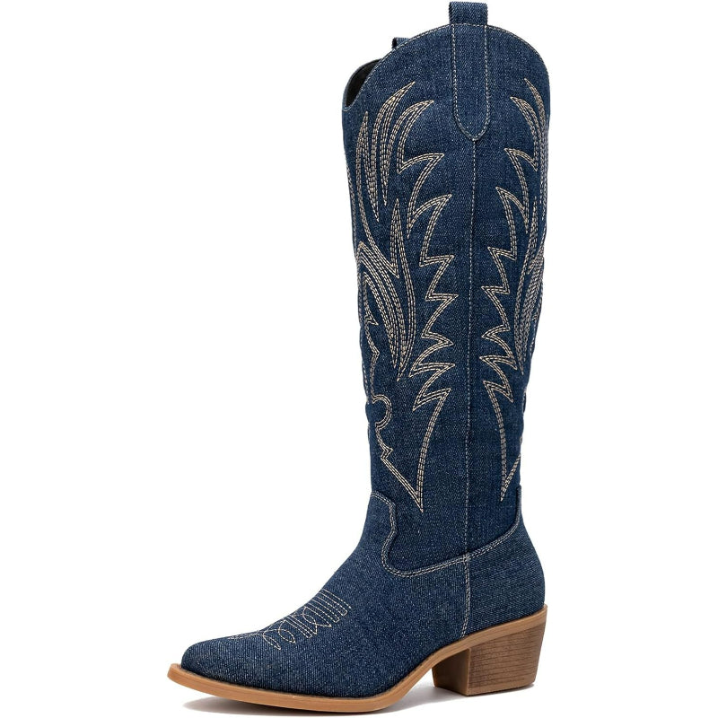 Stitched Up Embroidery Artwork Printed Boots