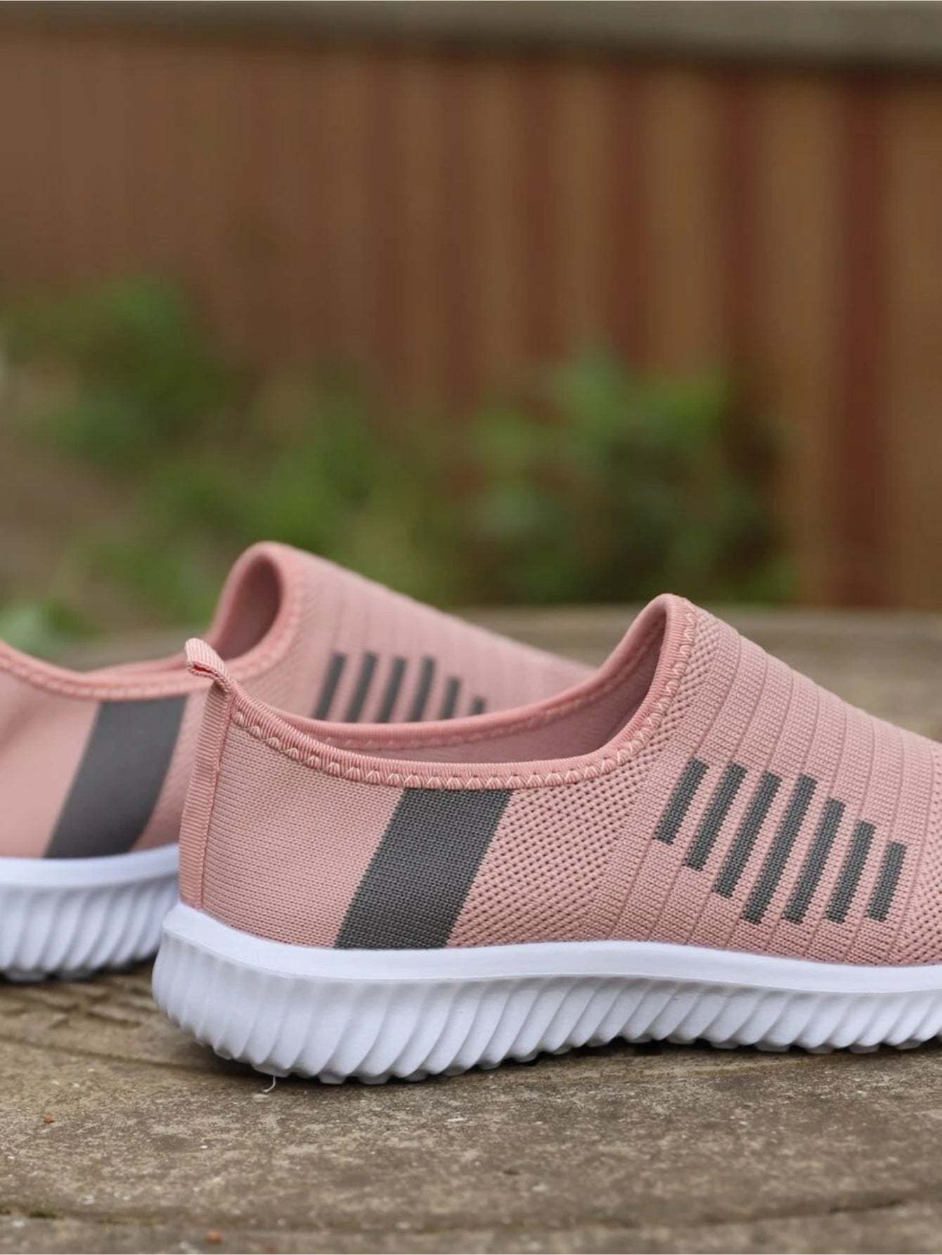 Striped Slip On Running Shoes
