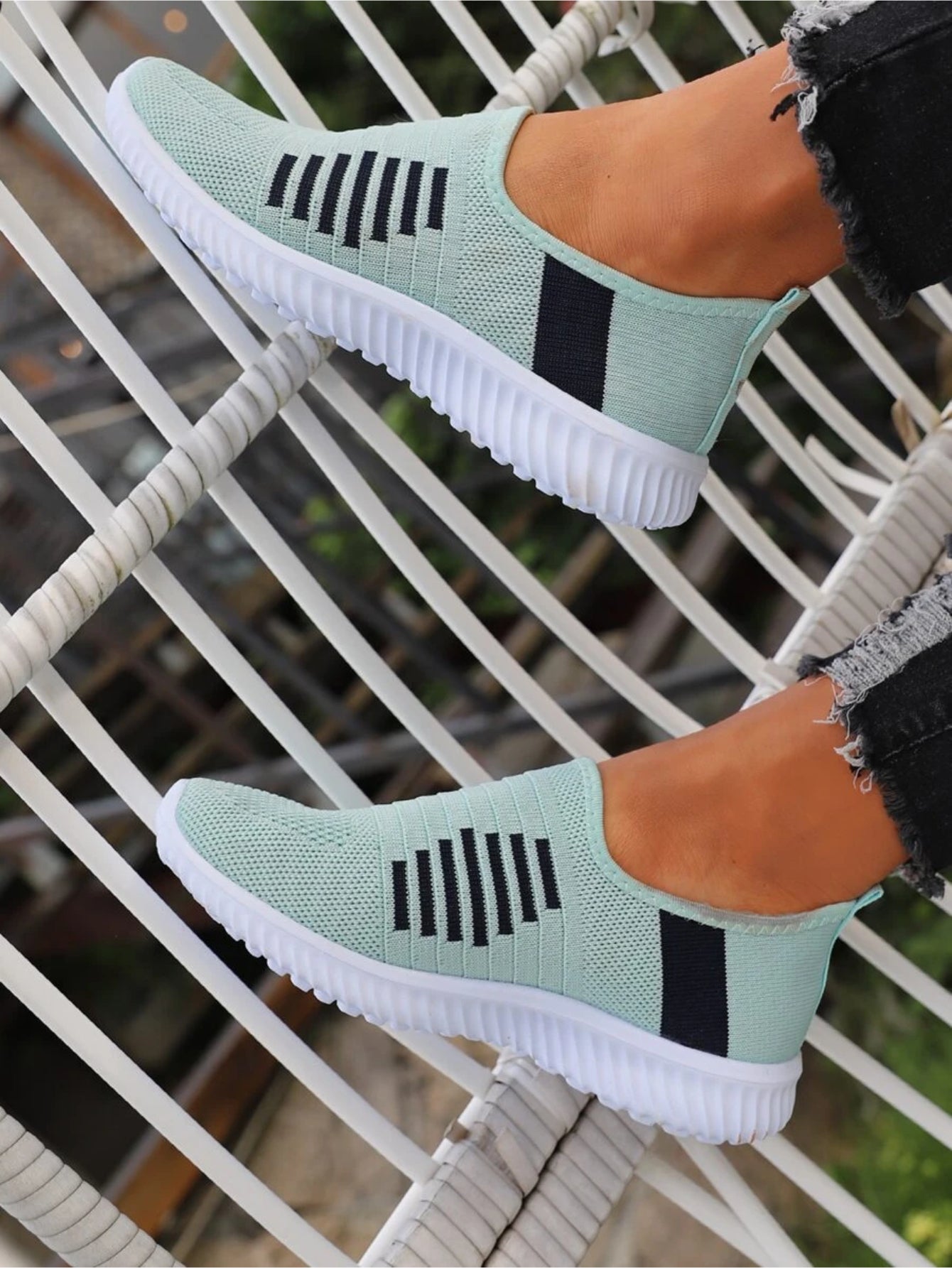 Striped Slip On Running Shoes