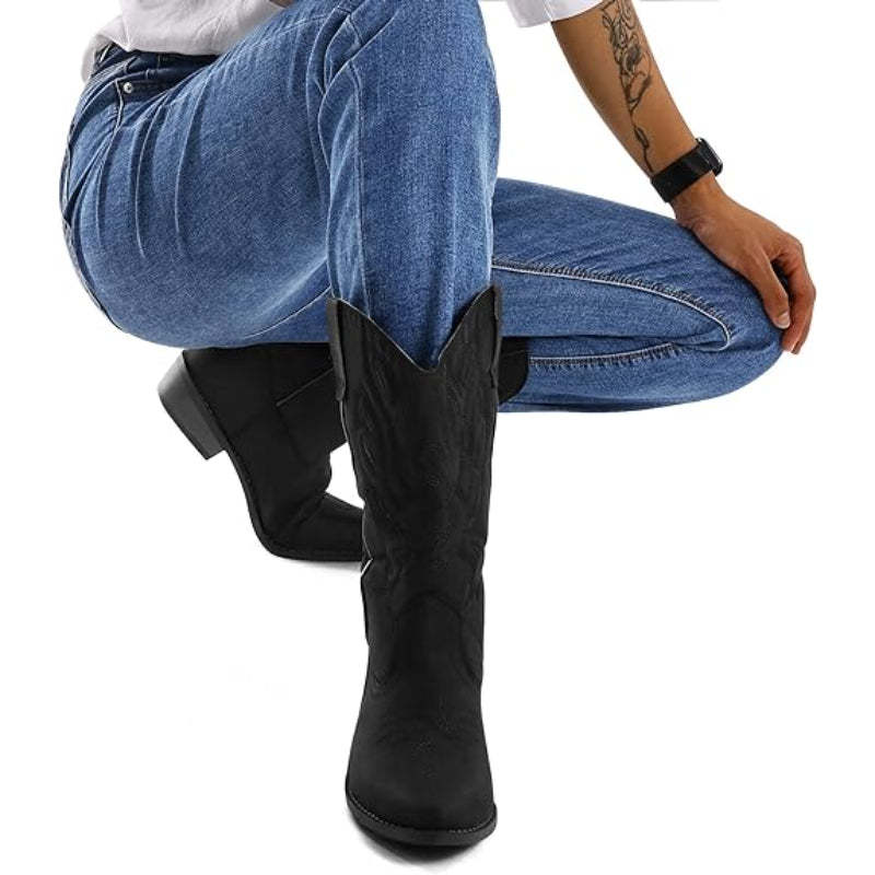 Western Embroidered Pointed Boots