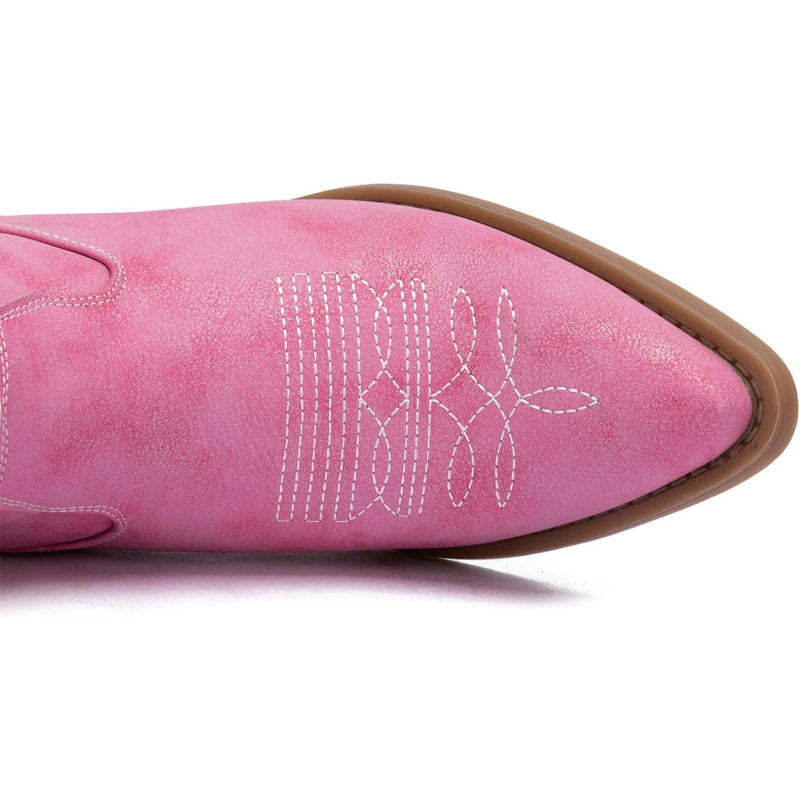 Zip Up Embroidery Shaft Boots