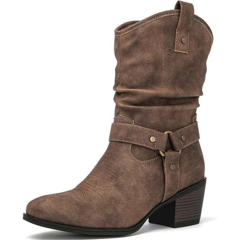 Zip Up Patterned Shaft Boots