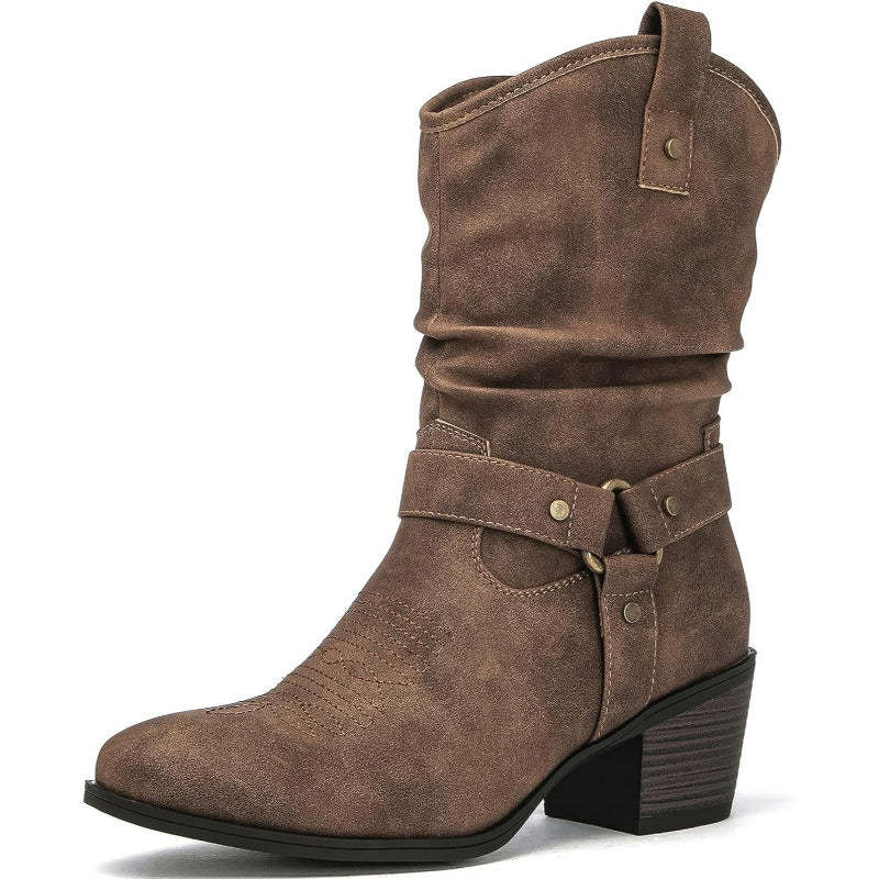 Zip Up Patterned Shaft Boots