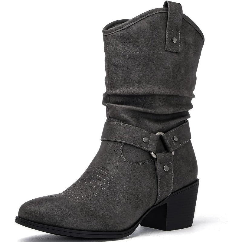 Zip Up Patterned Shaft Boots