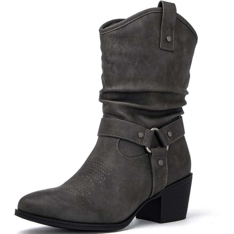 Zip Up Patterned Shaft Boots