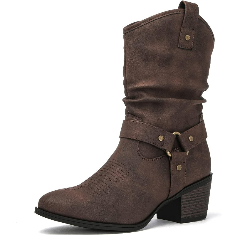 Zip Up Patterned Shaft Boots