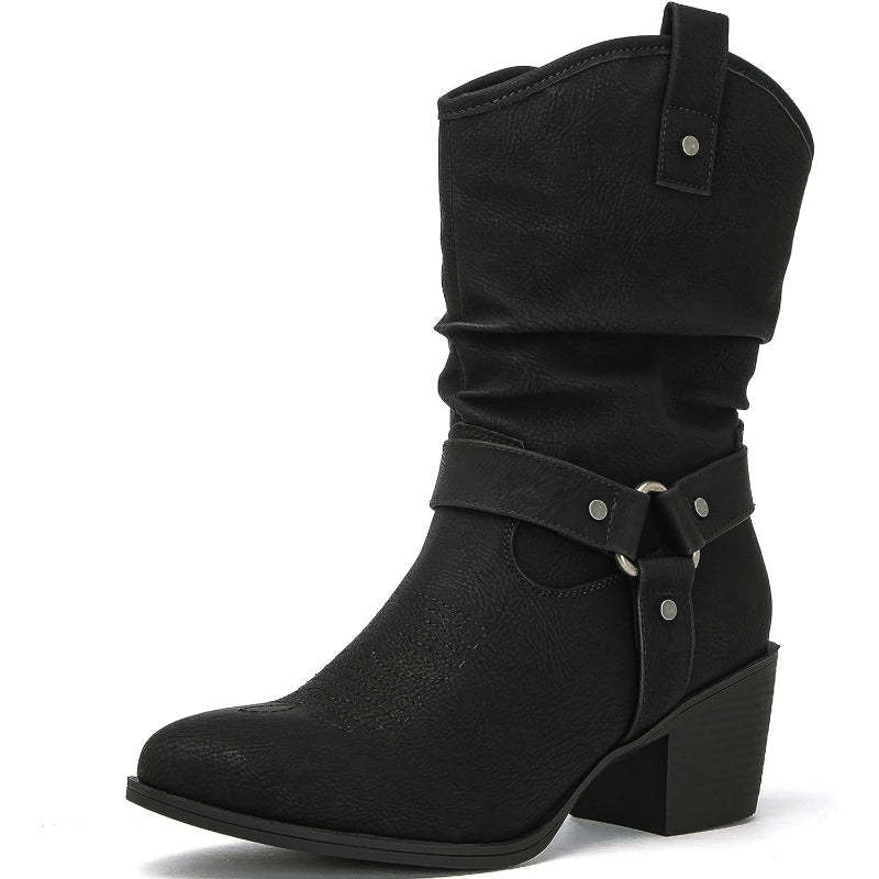 Zip Up Patterned Shaft Boots