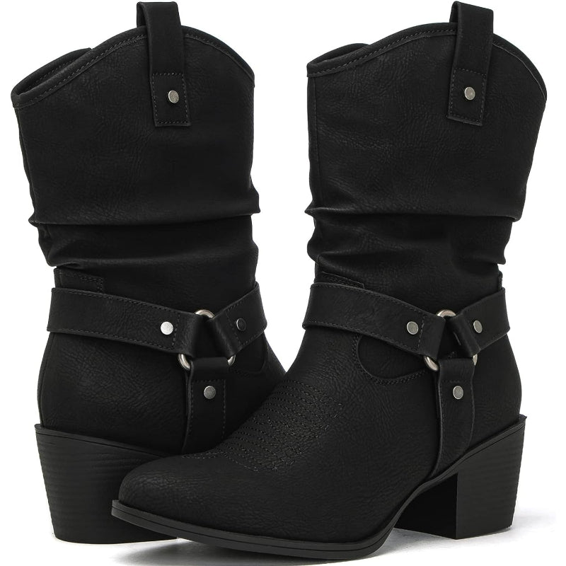 Zip Up Patterned Shaft Boots