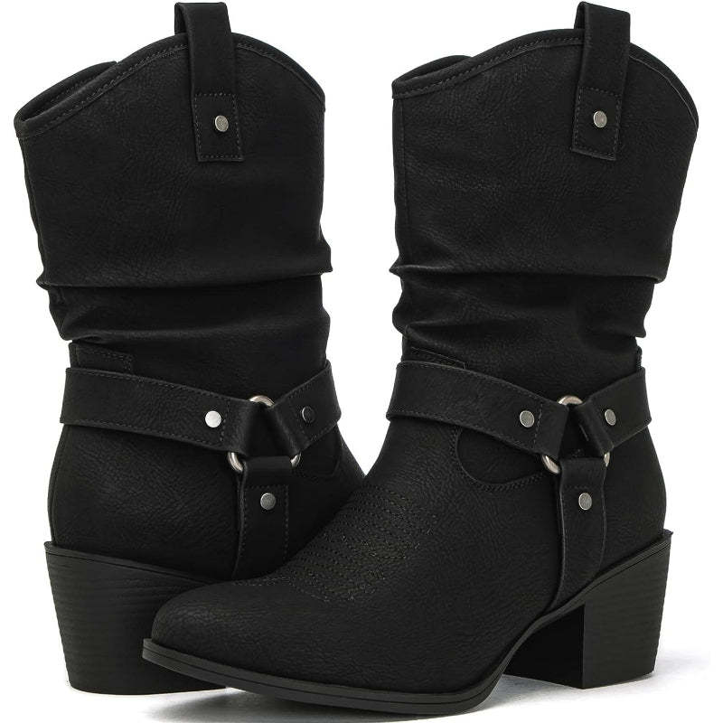 Zip Up Patterned Shaft Boots