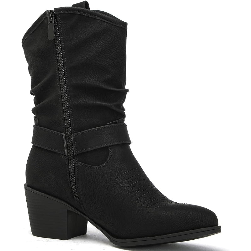 Zip Up Patterned Shaft Boots