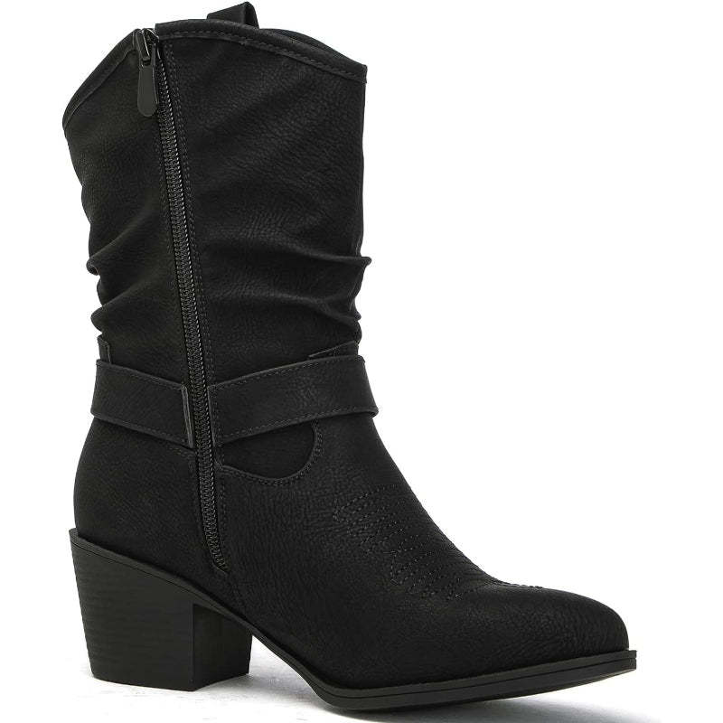 Zip Up Patterned Shaft Boots