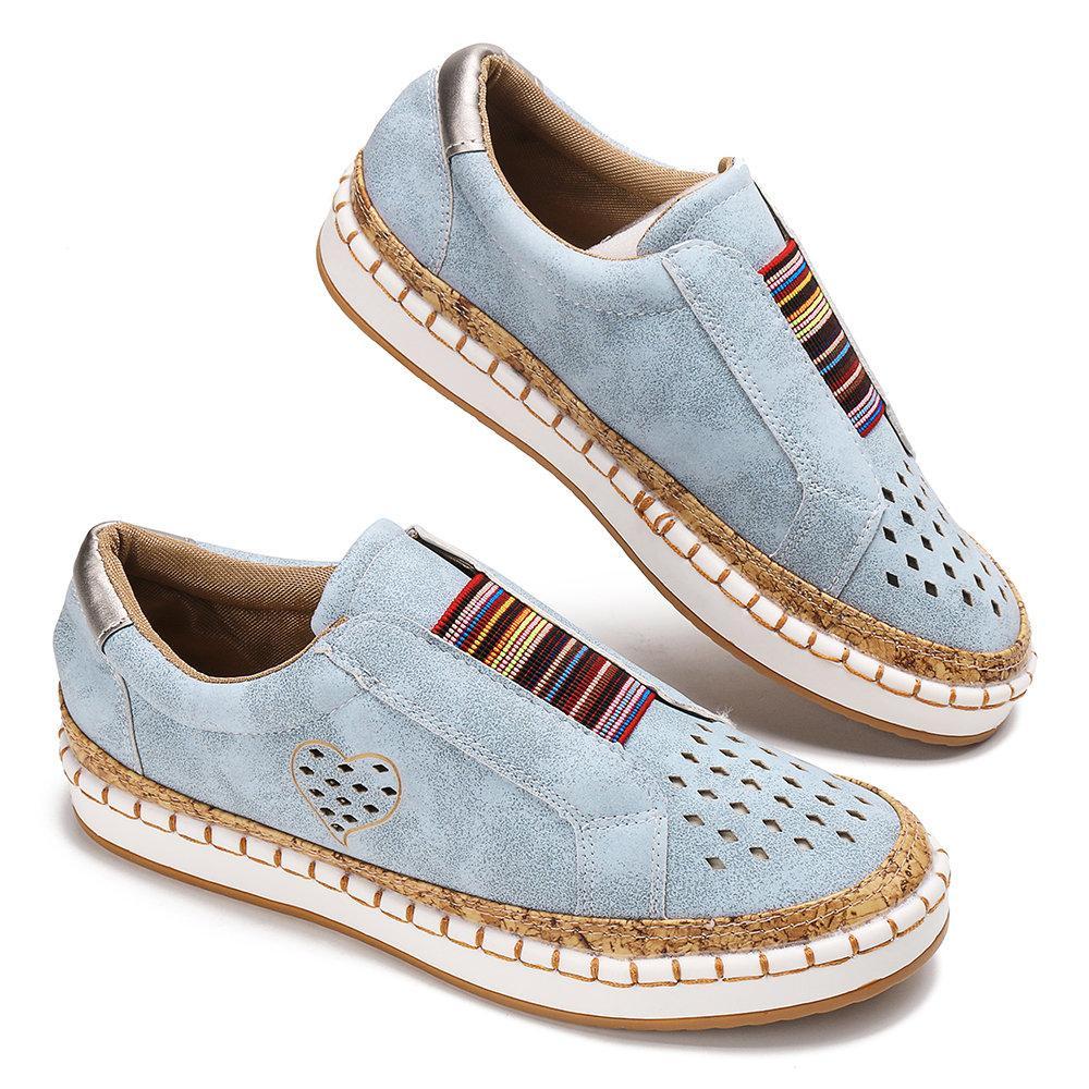 Women Casual Breathable Hollow Slip On Flat Loafers